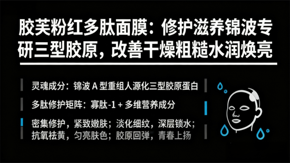 胶芙粉红多肽面膜：修护滋养锦波专研三型胶原，改善干燥粗糙水润焕亮