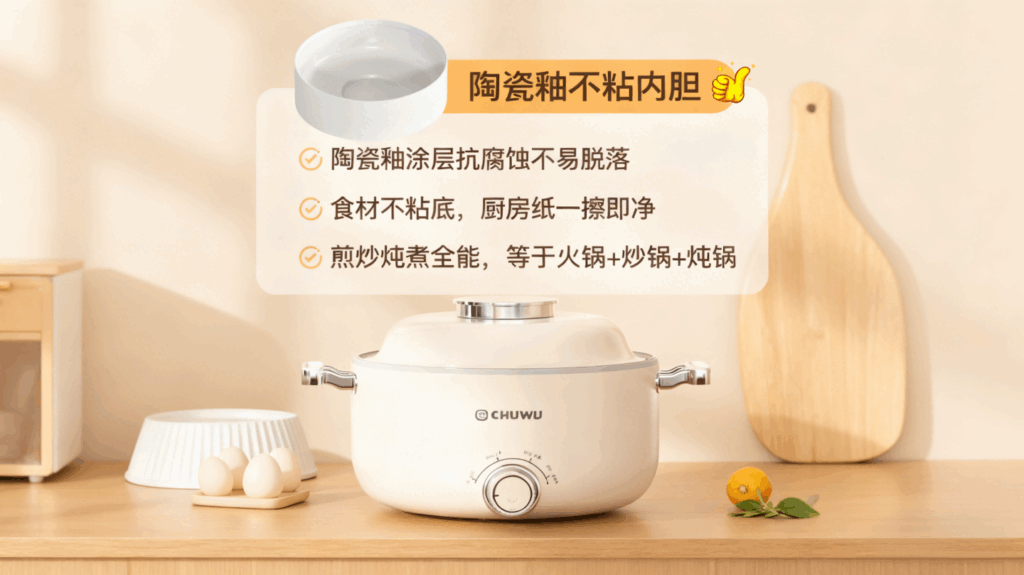 DHG-006 5.5L多功能电火锅电煮锅,煮面蒸煮煎炒一体,宿舍学生锅家用电热火锅插图2 5.5L多功能电火锅电煮锅