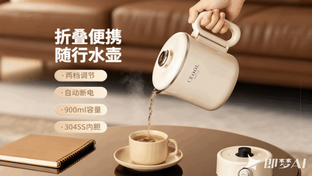 DRSH-002便携式折叠水壶，304不锈钢旅行式烧水壶，迷你家用学生折叠电热水杯插图