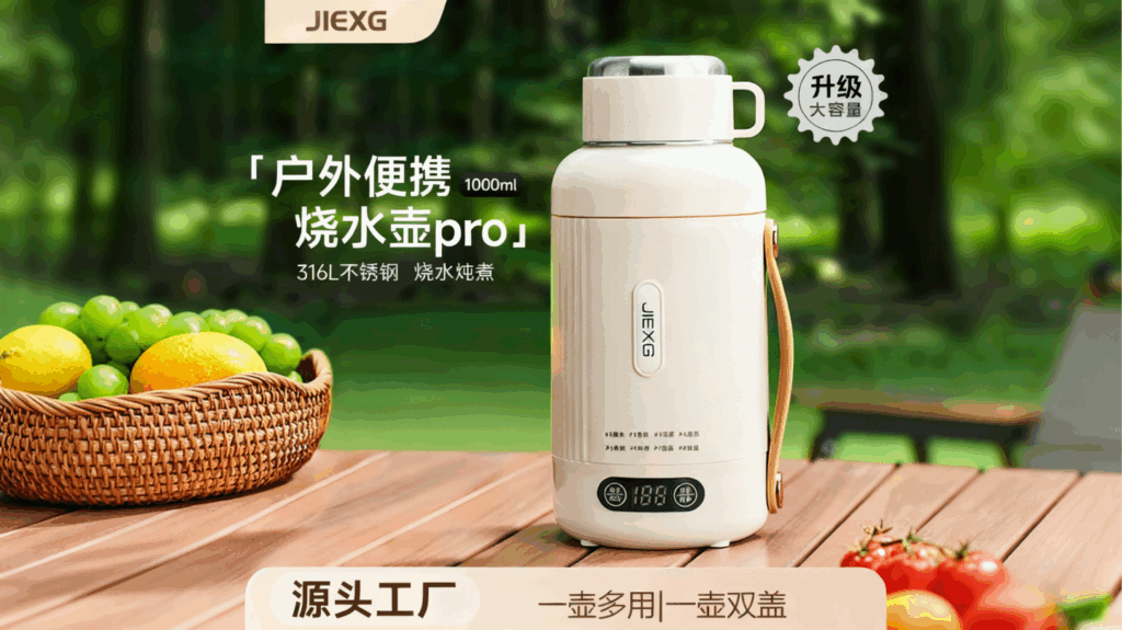 户外家用烧水杯，智能电热水杯烧水壶恒温壶，外出小型便携式养生杯