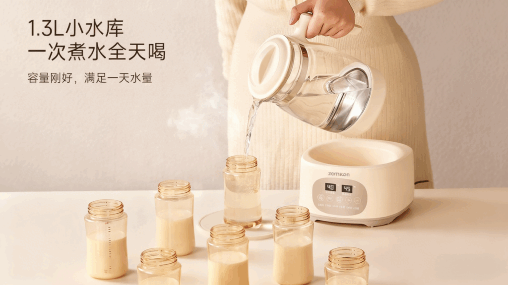 YSH-001多功能玻璃恒温壶婴儿调奶器，家用炖煮分体养生壶，1.3L烧水壶暖奶插图1