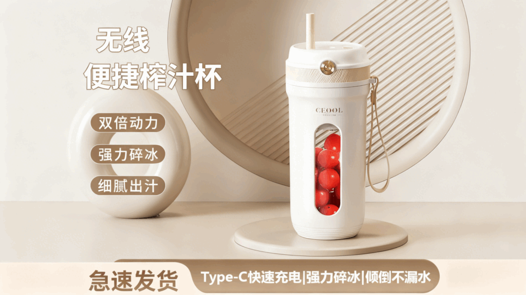 榨汁机便携式，小型家用鲜榨水果机，多功能电动果蔬果汁碎冰机榨汁杯