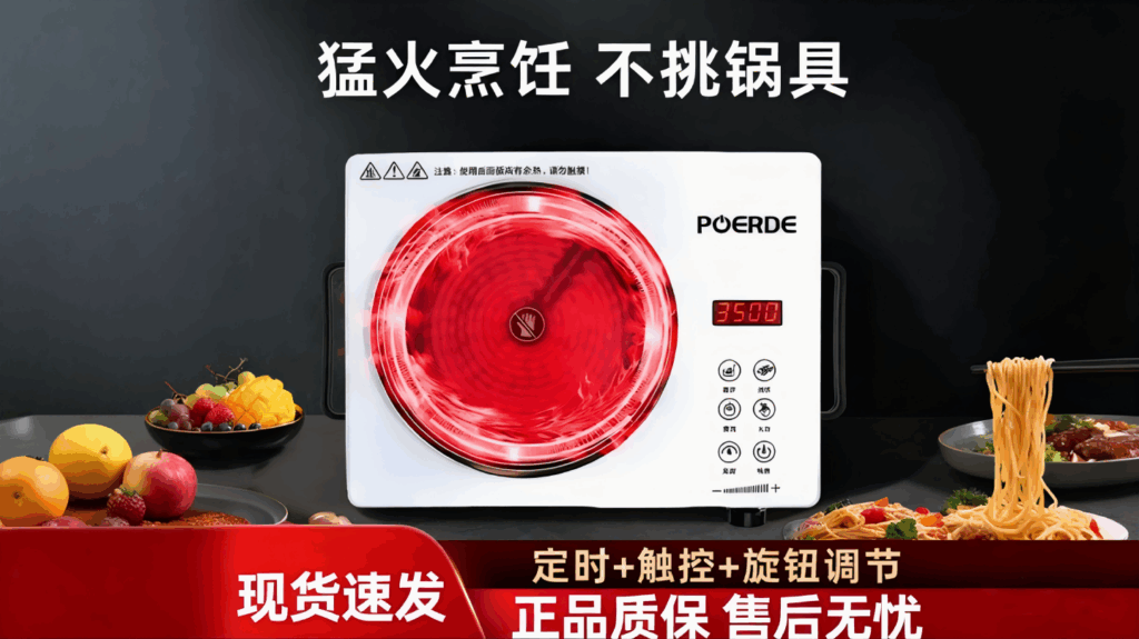 POERDE电磁炉：家用商用定时触控猛火烹饪，不挑锅具无辐射红外电陶炉