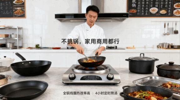 5000W凹面电陶炉：大功率不挑锅家用商用，多功能电磁炉节能猛火爆炒
