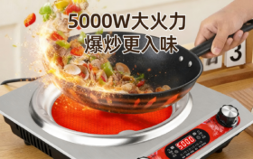 DTL-004钛晶电陶炉，凹面5000W大功率不挑锅，猛火火锅炒菜家用多功能电磁炉缩略图