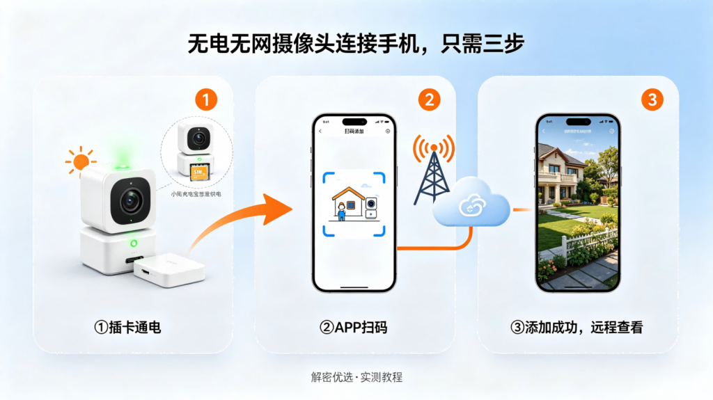 无电无网摄像头怎么连手机？4G插卡+APP扫码，三步搞定远程监控插图