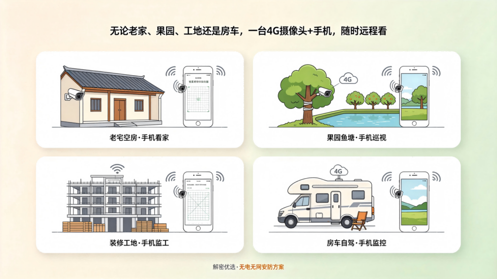 无电无网摄像头怎么连手机？4G插卡+APP扫码，三步搞定远程监控插图1