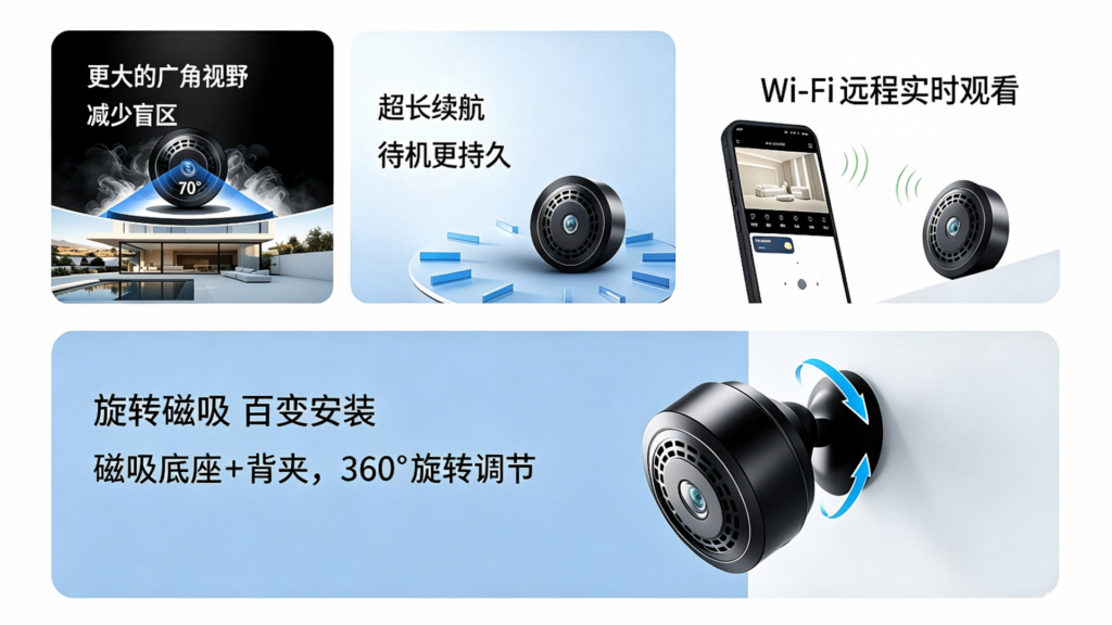 C2N无线WiFi远程摄像头,磁吸免打孔内置电池,百变安装家庭看护插图1 C2N无线WiFi远程摄像头,磁吸免打孔内置电池,百变安装家庭看护插图1